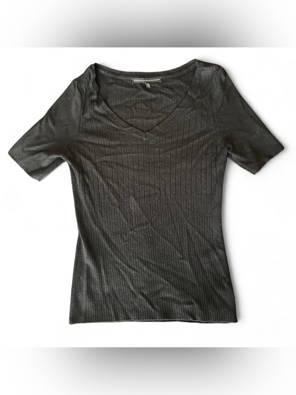 White House Black Market Ribbed Short Sleeve V-Neck Women’s Knit Sweater M
